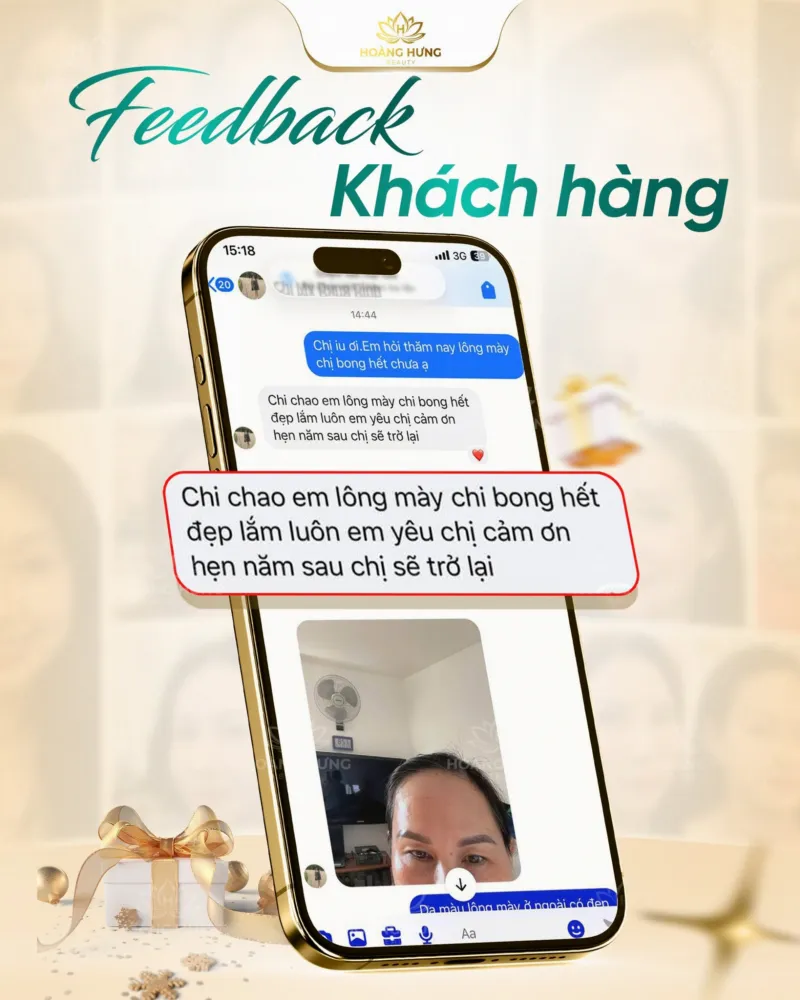 Tin nhắn cảm nhận của khách hàng sau khi sửa chân mày
