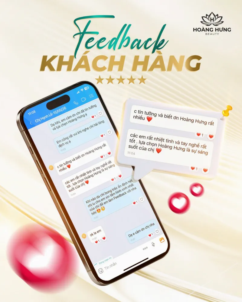 Tin nhắn cảm nhận của khách hàng sau khi sửa chân mày